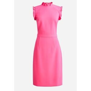 J. Crew Ruffle Trim Sheath Dress Womens 4 Pink Stretch Crepe Workwear Office